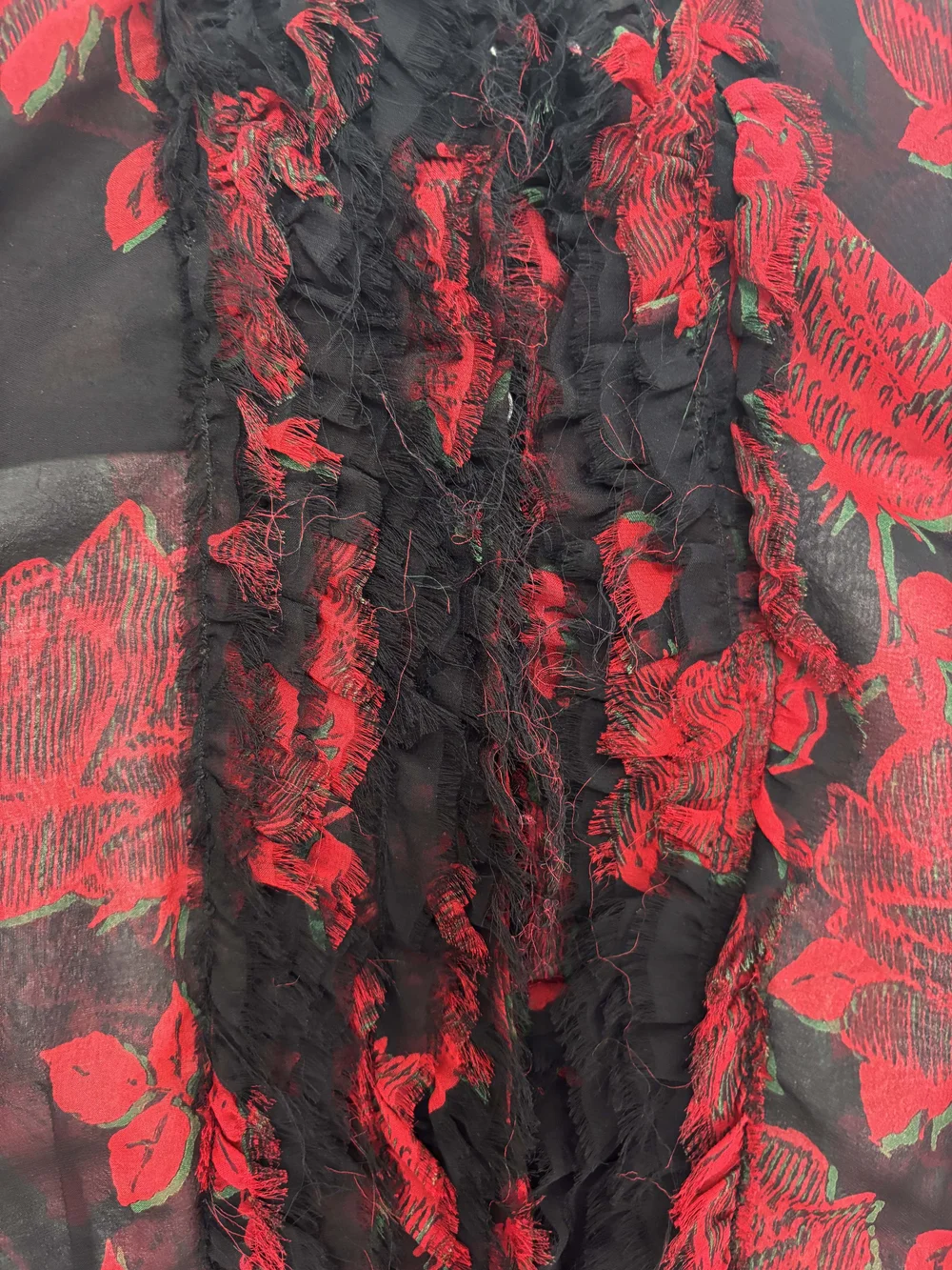 Alexander McQueen S/S 2002 red silk ruffle shirt — JAMES VELORIA
